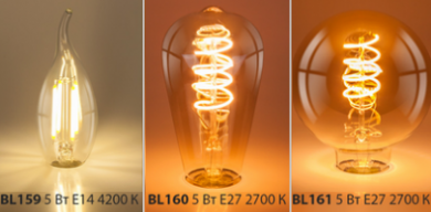 Диммируемые филаментные лампы BL159, BL160 и BL161 от Elektrostandard
