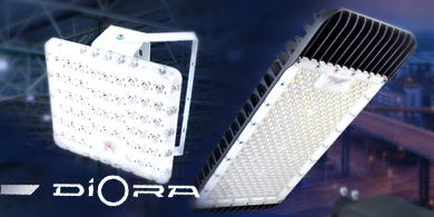 Светильники Diora Quadro с концентрированными КСС К7/К14 и Caiman Black